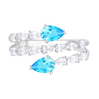 MASTERPIECE Sterling Silver Blue Topaz & Lab-Created White Sapphire Ring