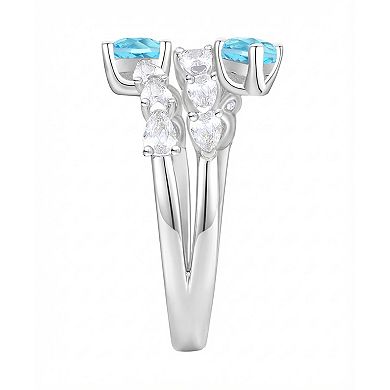 MASTERPIECE Sterling Silver Blue Topaz & Lab-Created White Sapphire Ring