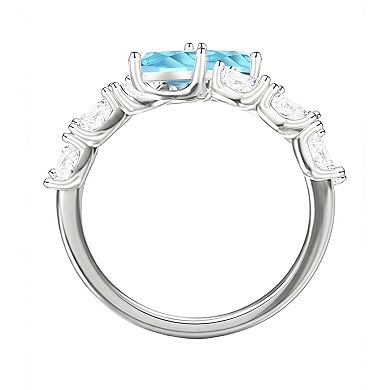 MASTERPIECE Sterling Silver Blue Topaz & Lab-Created White Sapphire Ring