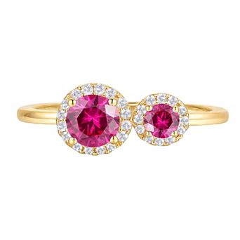 MASTERPIECE 14k Gold Over Silver Lab-Created Ruby Double Stone Ring