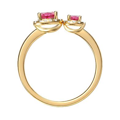 MASTERPIECE 14k Gold Over Silver Lab-Created Ruby Double Stone Ring