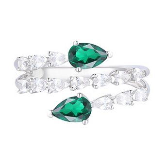 MASTERPIECE Sterling Silver Lab-Created Emerald Ring