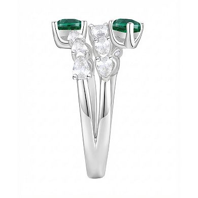 MASTERPIECE Sterling Silver Lab-Created Emerald Ring