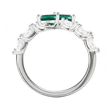 MASTERPIECE Sterling Silver Lab-Created Emerald Ring