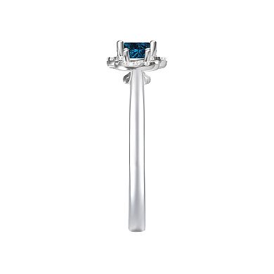 MASTERPIECE Sterling Silver London Blue Topaz Double Stone Ring