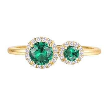 MASTERPIECE 14k Gold Over Silver Lab-Created Emerald Ring