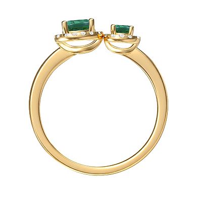 MASTERPIECE 14k Gold Over Silver Lab-Created Emerald Ring