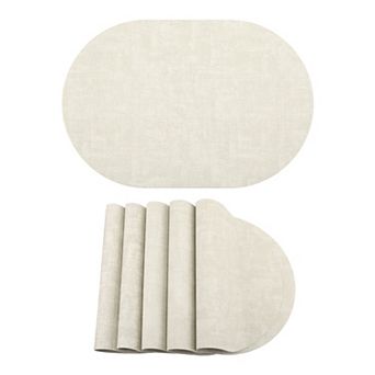 Set of 6 Oval Faux Leather Placemats for Table Decor Heat Resistant Wipeable Table Mat 17.7x11.8inch