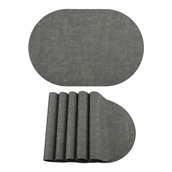 Set of 6 Oval Faux Leather Placemats for Table Decor Heat Resistant Wipeable Table Mat 17.7x11.8inch