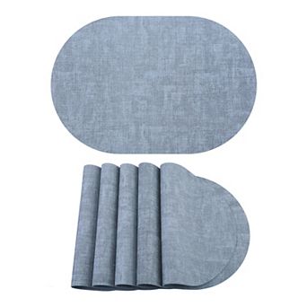 Set of 6 Oval Faux Leather Placemats for Table Decor Heat Resistant Wipeable Table Mat 17.7x11.8inch