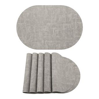 Set of 6 Oval Faux Leather Placemats for Table Decor Heat Resistant Wipeable Table Mat 17.7x11.8inch