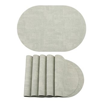 Set of 6 Oval Faux Leather Placemats for Table Decor Heat Resistant Wipeable Table Mat 17.7x11.8inch