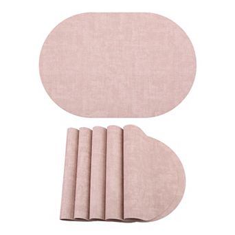 Set of 6 Oval Faux Leather Placemats for Table Decor Heat Resistant Wipeable Table Mat 17.7x11.8inch