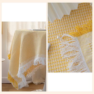 Tablecloths with Tassel, Waffle Table Cover, Waffle Table Cover 57.09"x33.46"