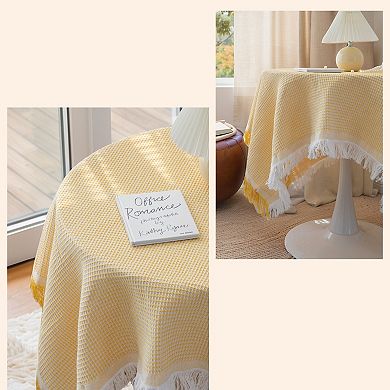 Tablecloths with Tassel, Waffle Table Cover, Waffle Table Cover 57.09"x33.46"