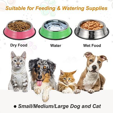 3Pcs Dog Food and Water Bowl with Silicone Base Anti-Slip