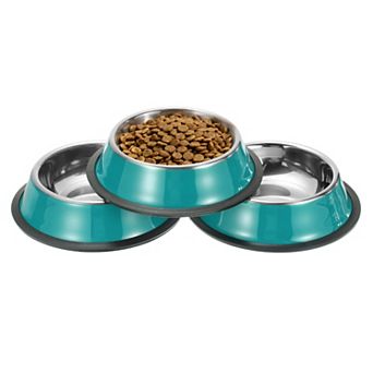3 pc Dog Food and Water Bowl with Silicone Base Anti-Slip