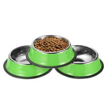 3 pc Dog Food and Water Bowl with Silicone Base Anti-Slip