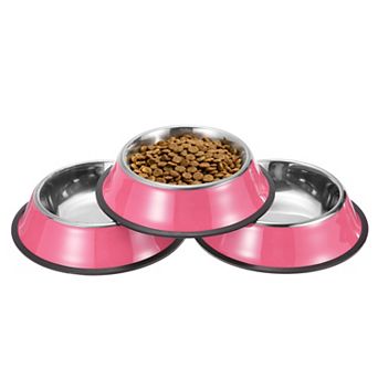 3 pc Dog Food and Water Bowl with Silicone Base Anti-Slip