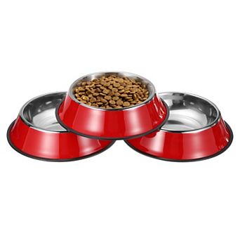 3 pc Dog Food and Water Bowl with Silicone Base Anti-Slip