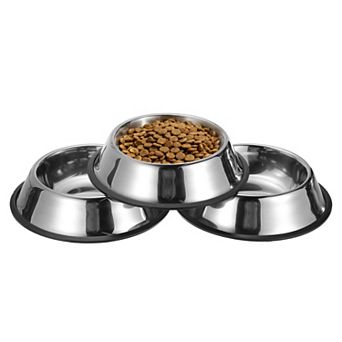 3 pc Dog Food and Water Bowl with Silicone Base Anti-Slip