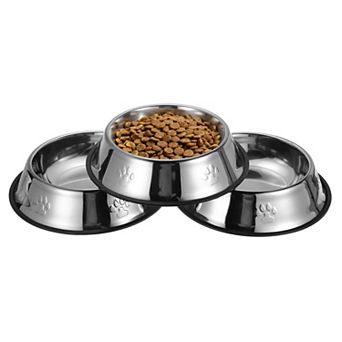 3 pc Dog Food and Water Bowl with Silicone Base Anti-Slip