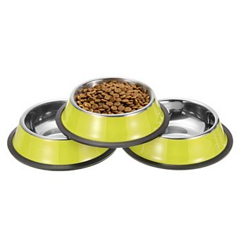 3 pc Dog Food and Water Bowl with Silicone Base Anti-Slip