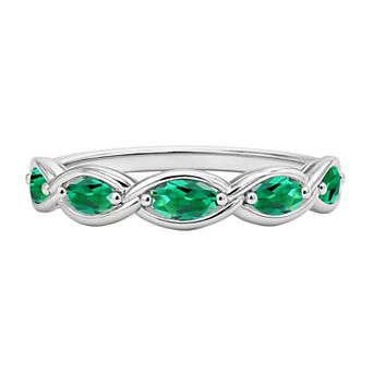 MASTERPIECE Sterling Silver Lab-Created Emerald Ring