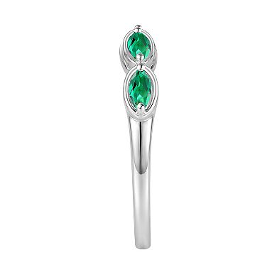 MASTERPIECE Sterling Silver Lab-Created Emerald Ring