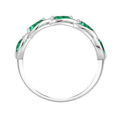 MASTERPIECE Sterling Silver Lab-Created Emerald Ring