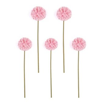 Artificial Dandelion Flowers, Silk Pompon Mum Ball Bouquets, Faux Allium Floral for Decor 11.4"H