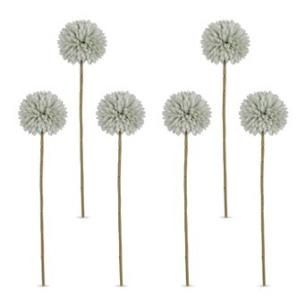 Artificial Dandelion Flowers, Silk Pompon Mum Ball Bouquets, Faux Allium Floral for Decor 11.4"H