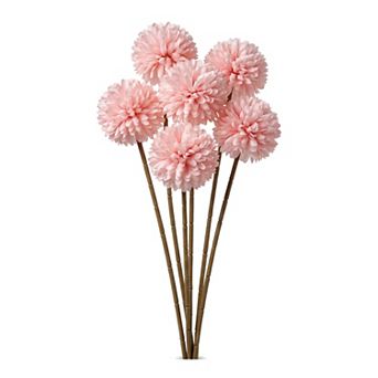 Artificial Dandelion Flowers, Silk Pompon Mum Ball Bouquets, Faux Allium Floral for Decor 11.4"H