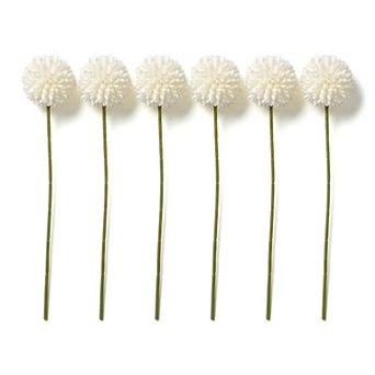Artificial Dandelion Flowers, Silk Pompon Mum Ball Bouquets, Faux Allium Floral for Decor 11.4"H