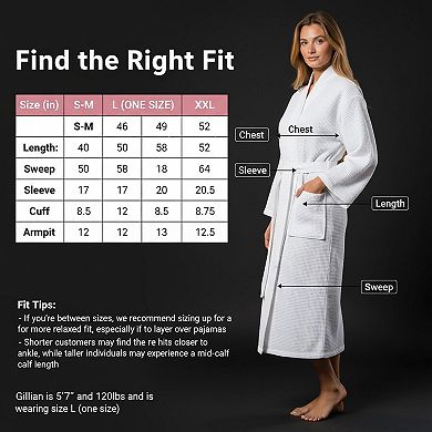 Lightweight Waffle Bathrobe Soft Cotton Blend Fast Drying Unisex