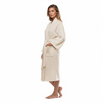 Lightweight Waffle Bathrobe Soft Cotton Blend Fast Drying Unisex