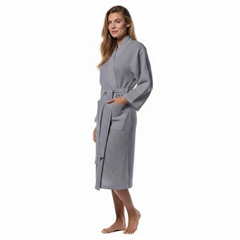 Lightweight Waffle Bathrobe Soft Cotton Blend Fast Drying Unisex