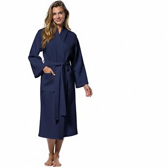 Lightweight Waffle Bathrobe Soft Cotton Blend Fast Drying Unisex