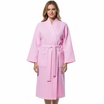 Lightweight Waffle Bathrobe Soft Cotton Blend Fast Drying Unisex