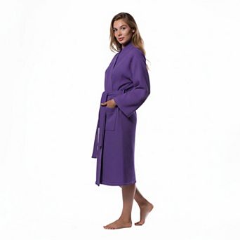 Lightweight Waffle Bathrobe Soft Cotton Blend Fast Drying Unisex