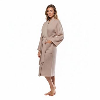 Lightweight Waffle Bathrobe Soft Cotton Blend Fast Drying Unisex