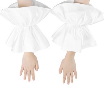 Women's Long Gloves Ruffled Arm Sleeves for Wedding Party Banquet 7.48x16.63"