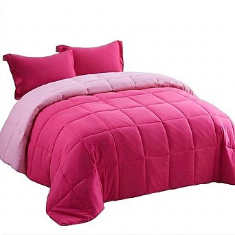 Reversible Down Alternative Comforter Set, Quilted Soft All-Season Bedding with Corner Tabs