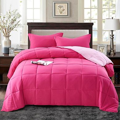 Reversible Down Alternative Comforter Set, Quilted Soft All-Season Bedding with Corner Tabs