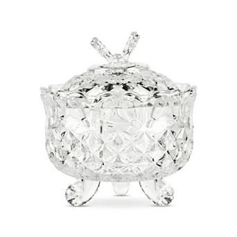 Crystal Glass Jewelry Jar with Lid, 8.5oz/250ml Jar for Rings and Earrings