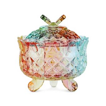 Crystal Glass Jewelry Jar with Lid, 8.5oz/250ml Jar for Rings and Earrings