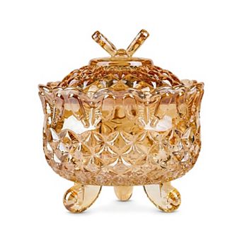 Crystal Glass Jewelry Jar with Lid, 8.5oz/250ml Jar for Rings and Earrings