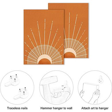 Boho Wall Art Set of 3 Mid Century Modern Geometric Canvas Prints Decor