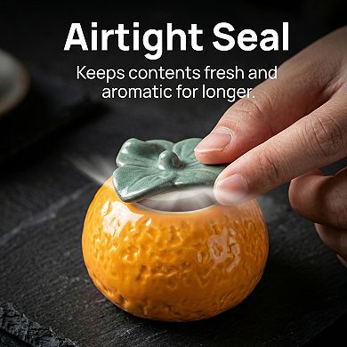 Ceramic Decorative Jar with Airtight Lid Halloween Canister 2.8"Lx2.8"Wx2.2"H