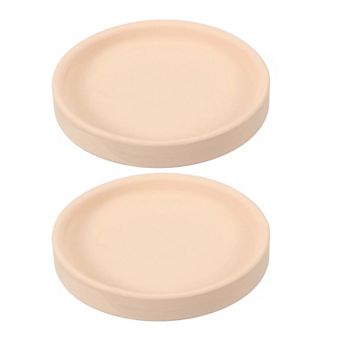 2 pc Round Plant Saucers, 4 Inch Ceramics Plant Drip Trays for Pots, Heavy Duty Flower Pot Saucers